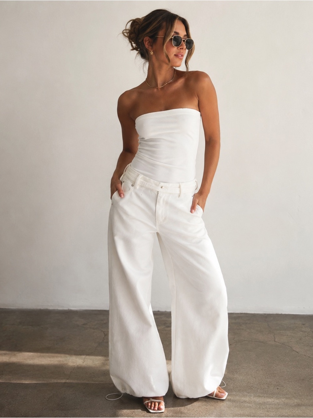 SEROYA Delancey Strapless White Wide Leg Jumpsuit Size XS MSRP $425